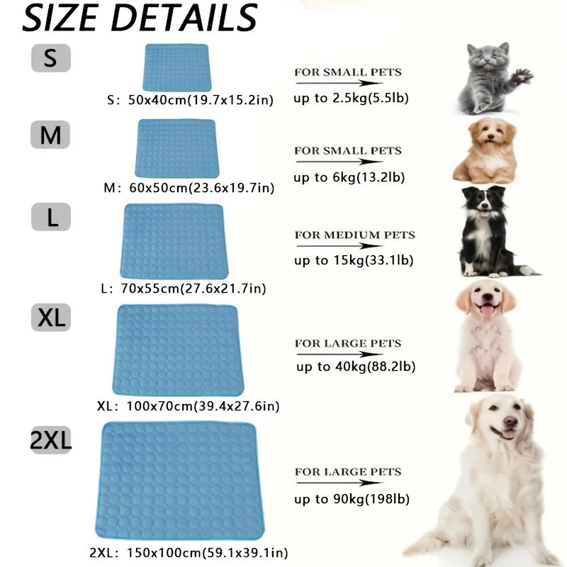 Dog and cat resting on cooling mat