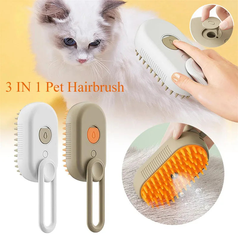 Revolutionary 3-in-1 Pet Electric Steam Brush for Effortless Grooming and Massage - Perfect for Cats and Dogs