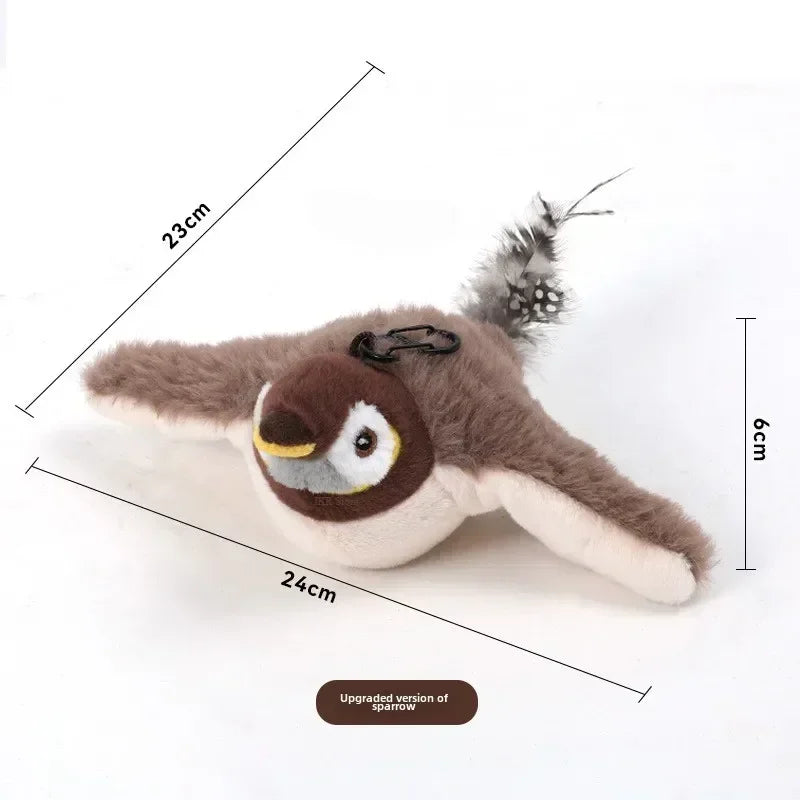 Cat playing with bird toy