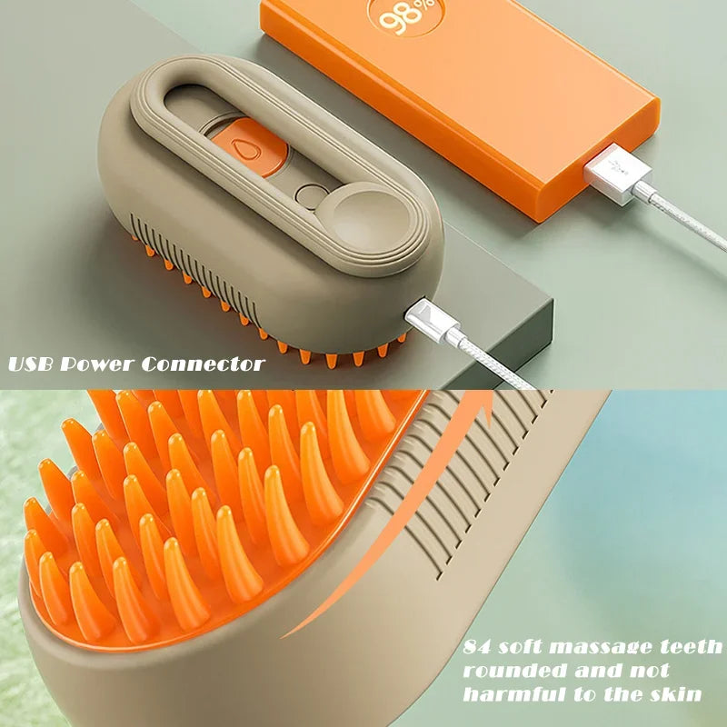 Revolutionary 3-in-1 Pet Electric Steam Brush for Effortless Grooming and Massage - Perfect for Cats and Dogs