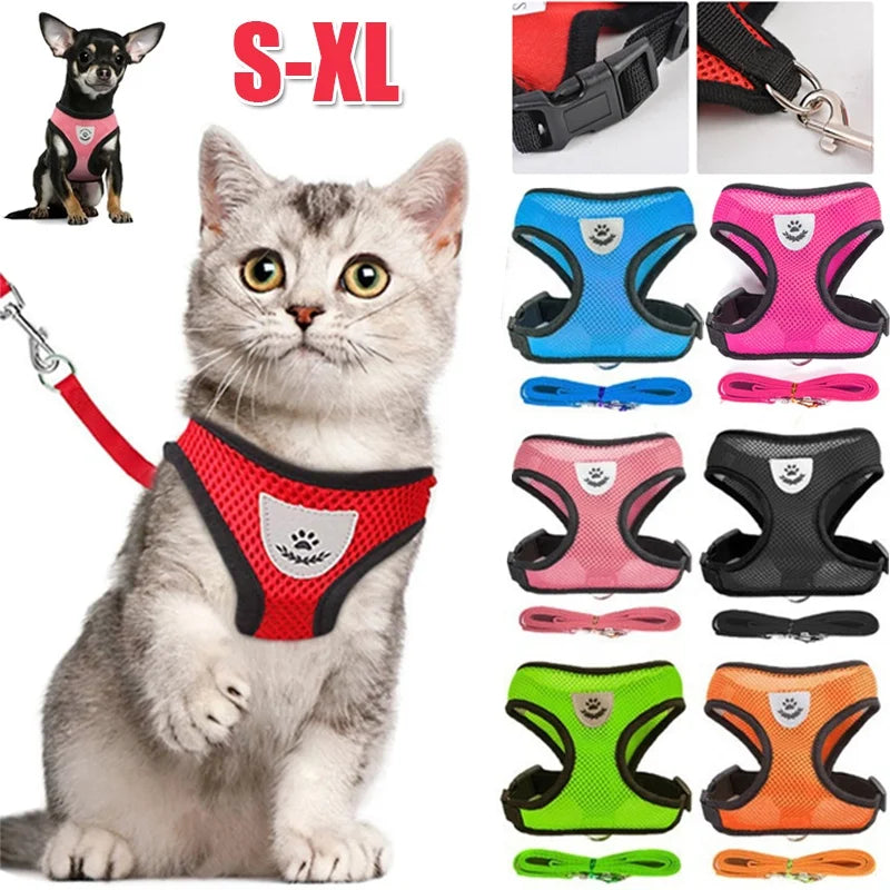 Reflective harness and leash set