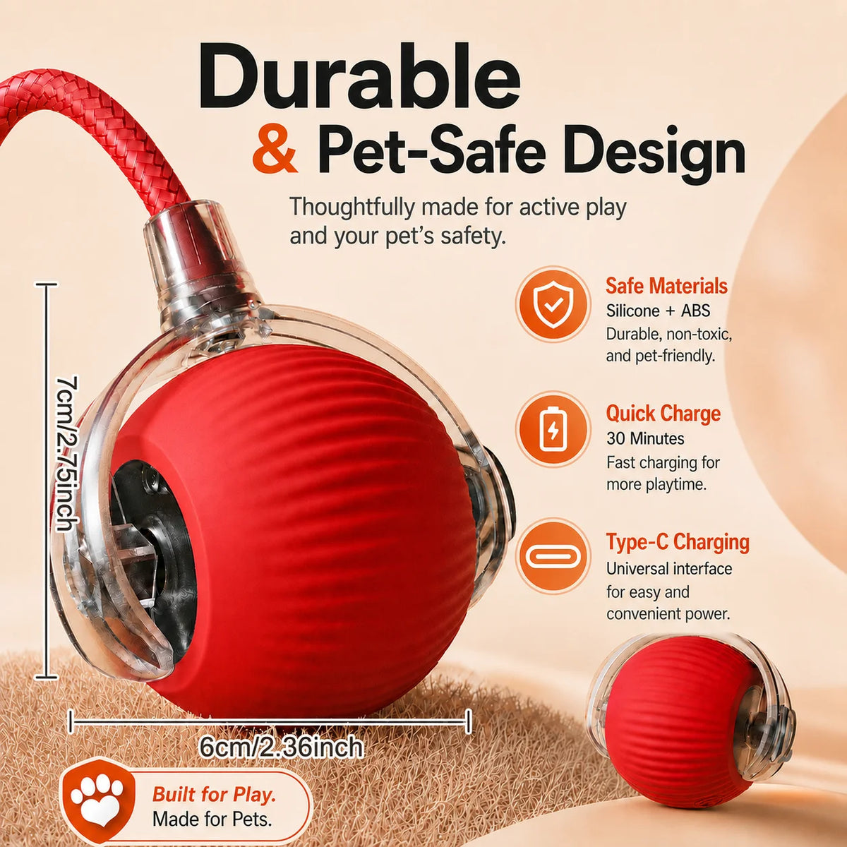 Exciting New Interactive Dog Ball Toy - Automatic Rolling, Rechargeable, and Smart for Endless Fun!