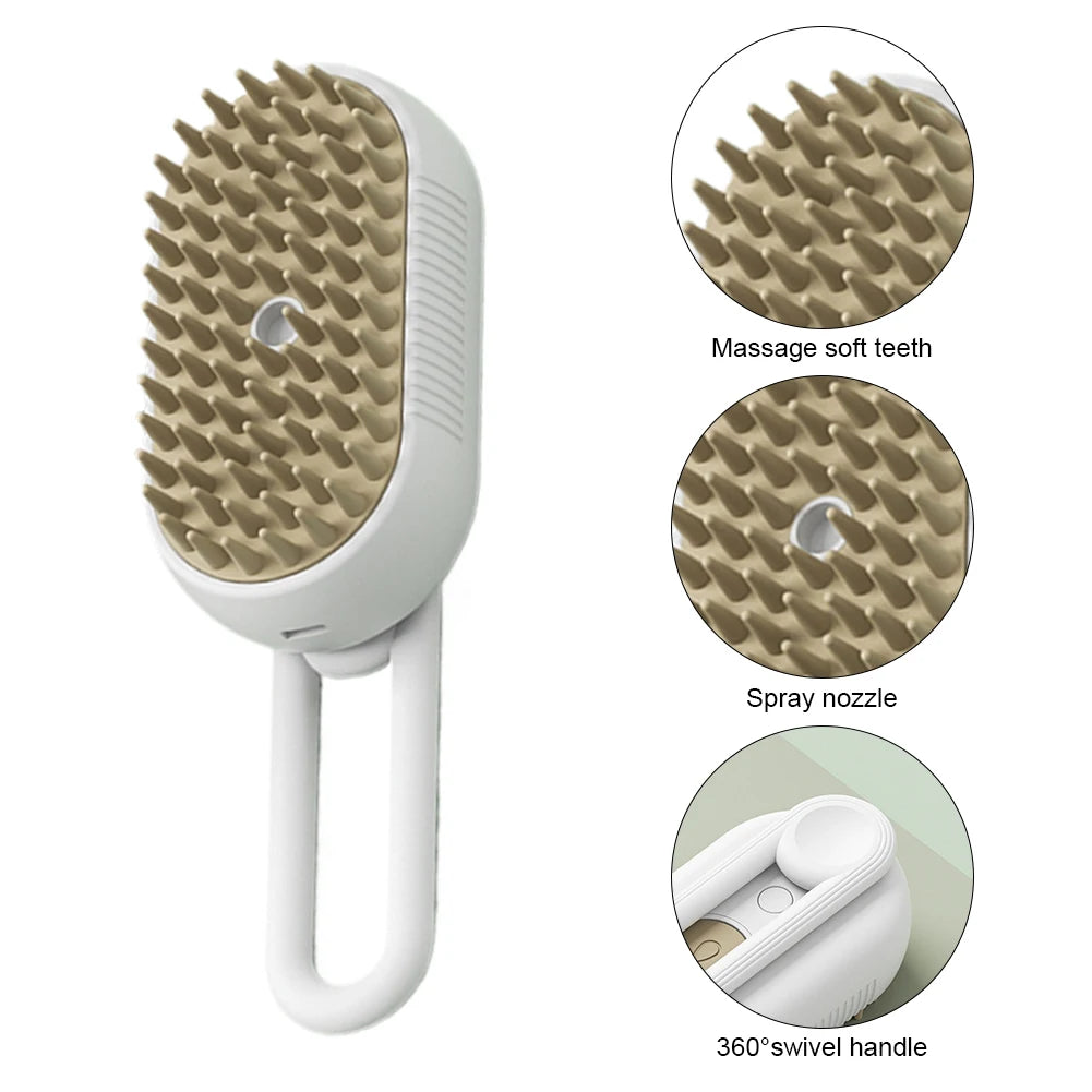 Revolutionary 3-in-1 Pet Electric Steam Brush for Effortless Grooming and Massage - Perfect for Cats and Dogs