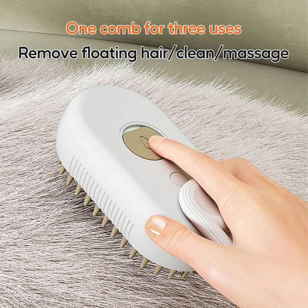 Revolutionary 3-in-1 Pet Electric Steam Brush for Effortless Grooming and Massage - Perfect for Cats and Dogs