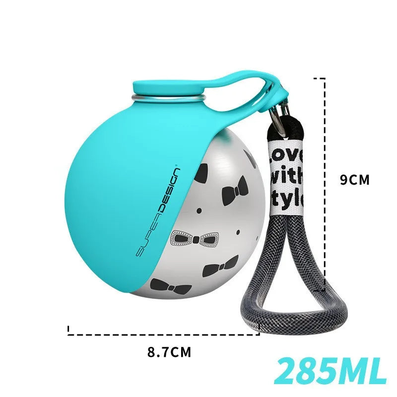 Portable Dog Water Bottle Stainless Steel Travel Cat Water Dispenser with Bowl No-Spill Puppy Water Bottle for Walking Hiking